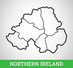 Simple outline map of North Ireland with regions. Vector graphic illustration.