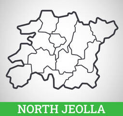 Simple outline map of North Jeolla, South Korea. Vector graphic illustration.