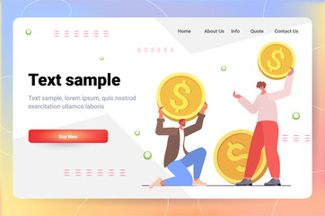 businesspeople donating money for new project business people holding dollar coins crowdfunding teamwork concept