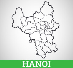 Simple outline map of Hanoi, Vietnam. Vector graphic illustration.