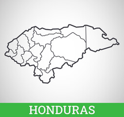 Simple outline map of Honduras. Vector graphic illustration.
