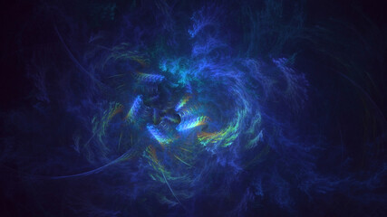 3D rendering abstract multicolor fractal light background