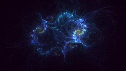 3D rendering abstract multicolor technology fractal light background