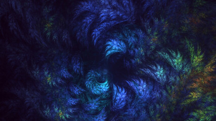 3D rendering abstract multicolor technology fractal light background