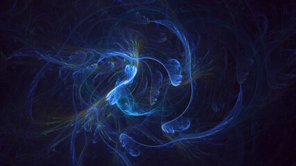 3D rendering abstract multicolor fractal light background