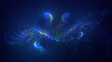 3D rendering abstract multicolor fractal light background