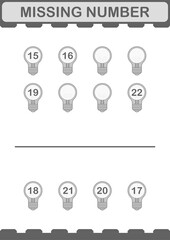 Missing number with Bulb. Worksheet for kids