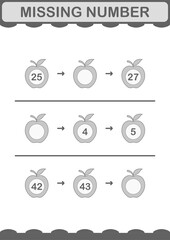 Missing number with Apple. Worksheet for kids