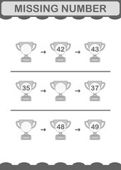 Missing number with Trophy. Worksheet for kids