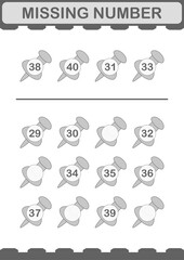 Obraz premium Missing number with Push Pin. Worksheet for kids