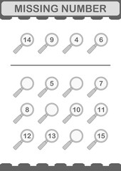 Missing number with Magnifying Glass. Worksheet for kids