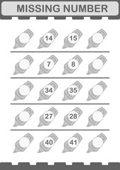 Missing number with Marker. Worksheet for kids