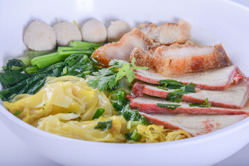 Chinese Noodle With Barbecue Pork And Wanton In The Soup 