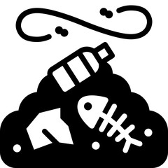 garbage pile solid line icon