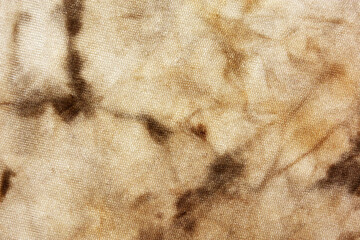 Old fabric with brown stains full frame for background, murder case idea, old blood stains on fabric,cream brown abstract