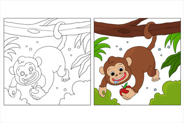 Fototapeta premium Hand Drawn Cute Animal Coloring Pages for kids