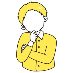 考え事をしている男性のイラスト