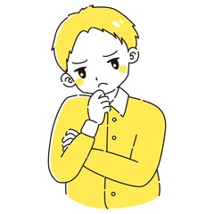 考え事をしている男性のイラスト