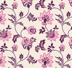 Colorful wedding card design, paisley floral pattern , India	