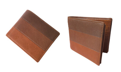 brown leather wallet isolated on white backgroundisolated  Clipping path