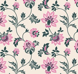 Colorful wedding card design, paisley floral pattern , India	