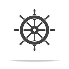 Obraz premium Ship steering wheel icon vector isolated