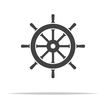 Ship steering wheel icon vector isolated