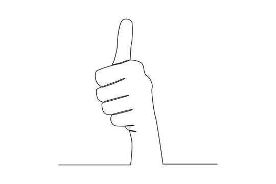Continuous one line drawing hand showing thump up. Satisfaction customer concept. Single line draw design vector graphic illustration.