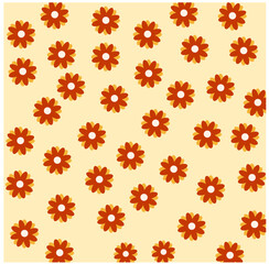 Pattern in the style of the 60s. Hippie. Vector stock illustration. Beige background. Plants and flowers