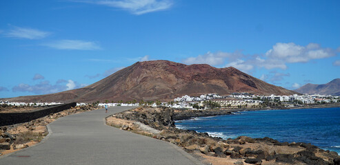 Fototapeta premium The western end of Playa Blanca seafront Lanzarote.