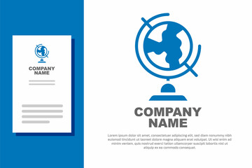 Blue Earth globe icon isolated on white background. Logo design template element. Vector