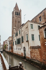Fototapeta na wymiar View of San Barnaba Church Bell Tower, Venice, Veneto, Italy, Europe, World Heritage Site