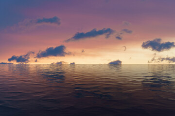 Naklejka na ściany i meble Beautiful backdrop with pastel sunset over the sea