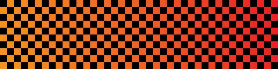 Black and orange squares seamless pattern. Checkered flag. Vector illustration.