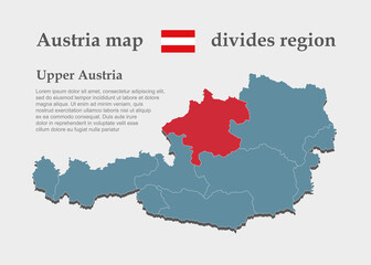Obraz premium Vector map Austria, region Upper Austria