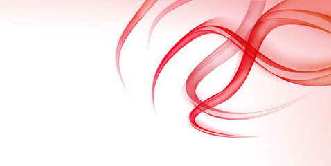 red abstract lines on a white background. Wallpaper with copy space