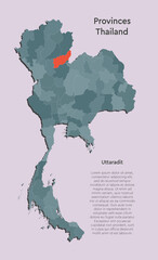 Vector map country Thailand and province Uttaradit
