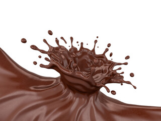 3D illustration of chocolate splash isolated on white background, work path or clipping path included