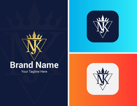 MJK logo, modern minimalist luxury letters initials elegant clothing logo design vector illustration template