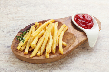 French fried potato over board