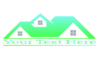 Real Estate home building construction company logo design green and grey color windows flat style vector isolated on white background illustration.
