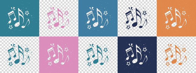 Music Notes Concept - Colorful Vector Illustrations Isolated On Transparent Background