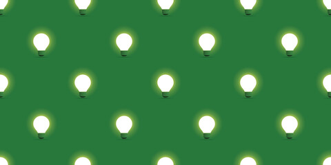 Lots of Simple Minimalist Glowing White Light Bulbs - Pattern Background Design, Seamless Wide Scale Texture for Web and Technology - Illustration in Editable Vector Format