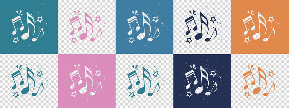 Music Notes Concept - Colorful Vector Illustrations Isolated On Transparent Background