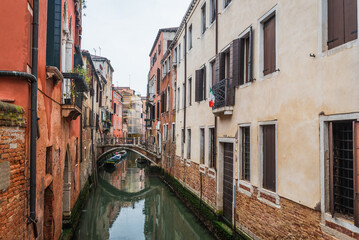 View of a Canal in Venice, Veneto, Italy, Europe, World Heritage Site