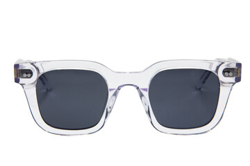 Square Sunglasses unisex black shades with white transparent frame front view