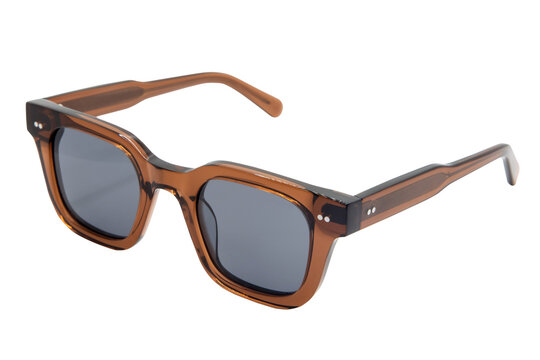 Square Sunglasses unisex black shades with brown transparent frame top front view