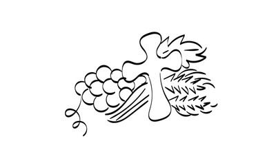 Hand Drawn symbol of Christianity . Vector illustration of Christian logo. Christian art use as poster, card, flyer, tattoo or T Shirt