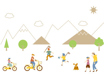 アウトドアを楽しむ人達