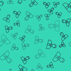 Black line Worker icon isolated seamless pattern on green background. Business avatar symbol user profile icon. Male user sign. Vector